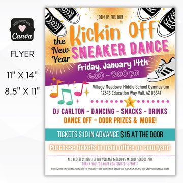 new years sneaker dance flyer set